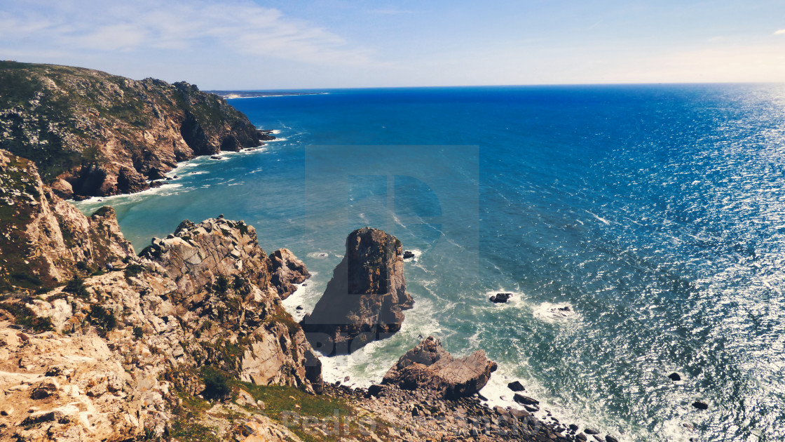 "Portugal Cabo da Roca -Cape Rock the western most point of Europe" stock image