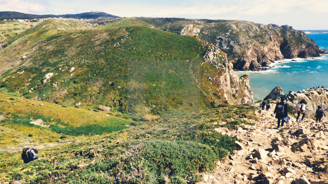 "Portugal Cabo da Roca -Cape Rock the western most point of Europe" stock image