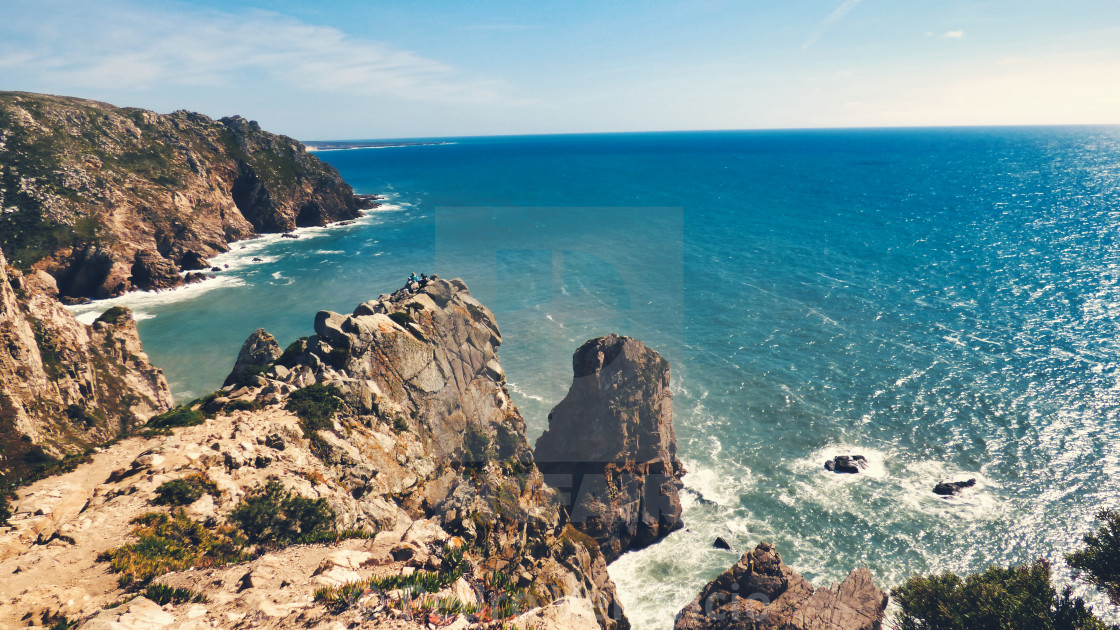 "Portugal Cabo da Roca -Cape Rock the western most point of Europe" stock image