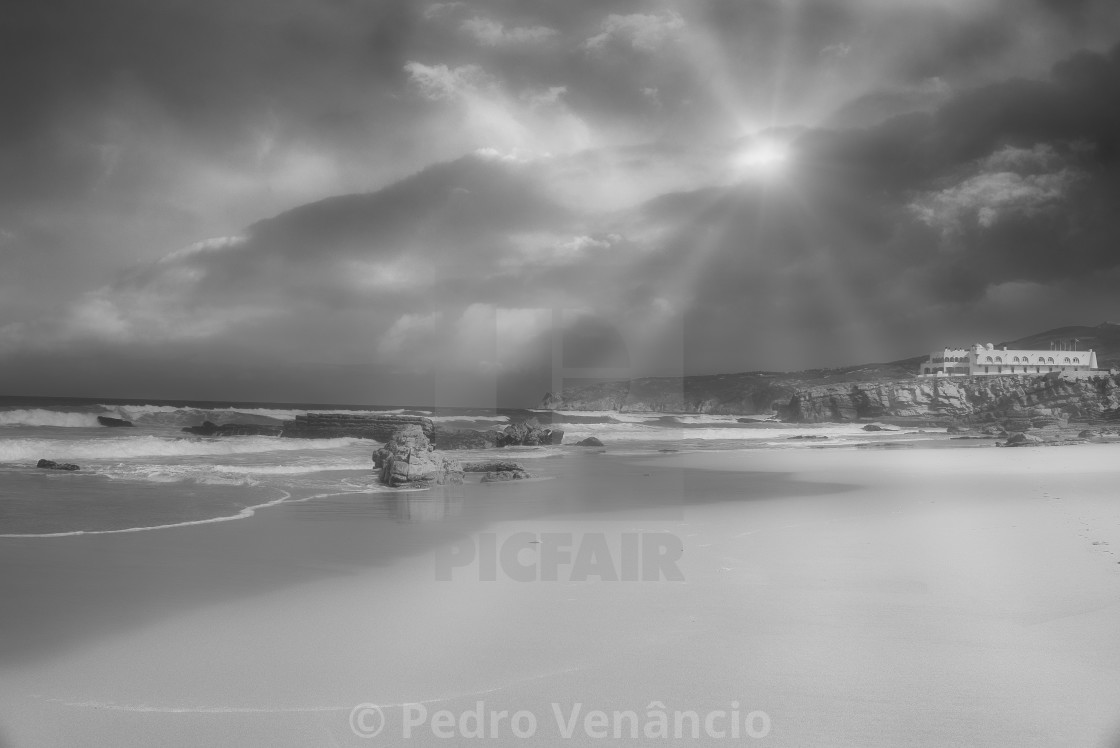 "Beach Black and White Dreamy View" stock image