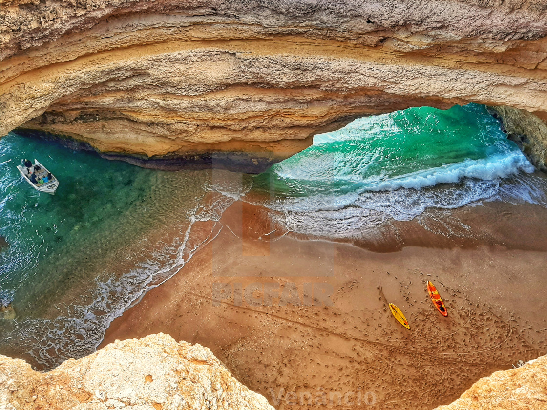 "Natural Sea Cave The Benagil in Lagoa Algarve Portugal" stock image