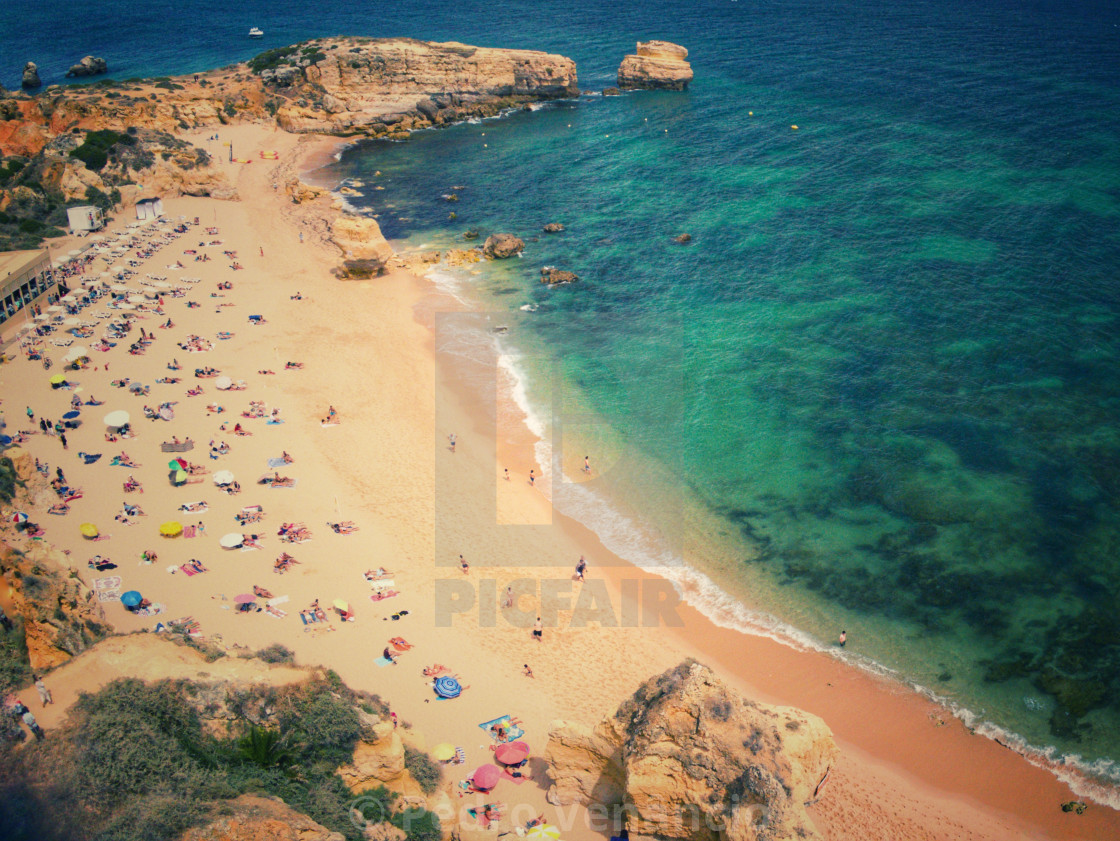 "Aerial View of People on the Sand Beach - Summer Vibes" stock image