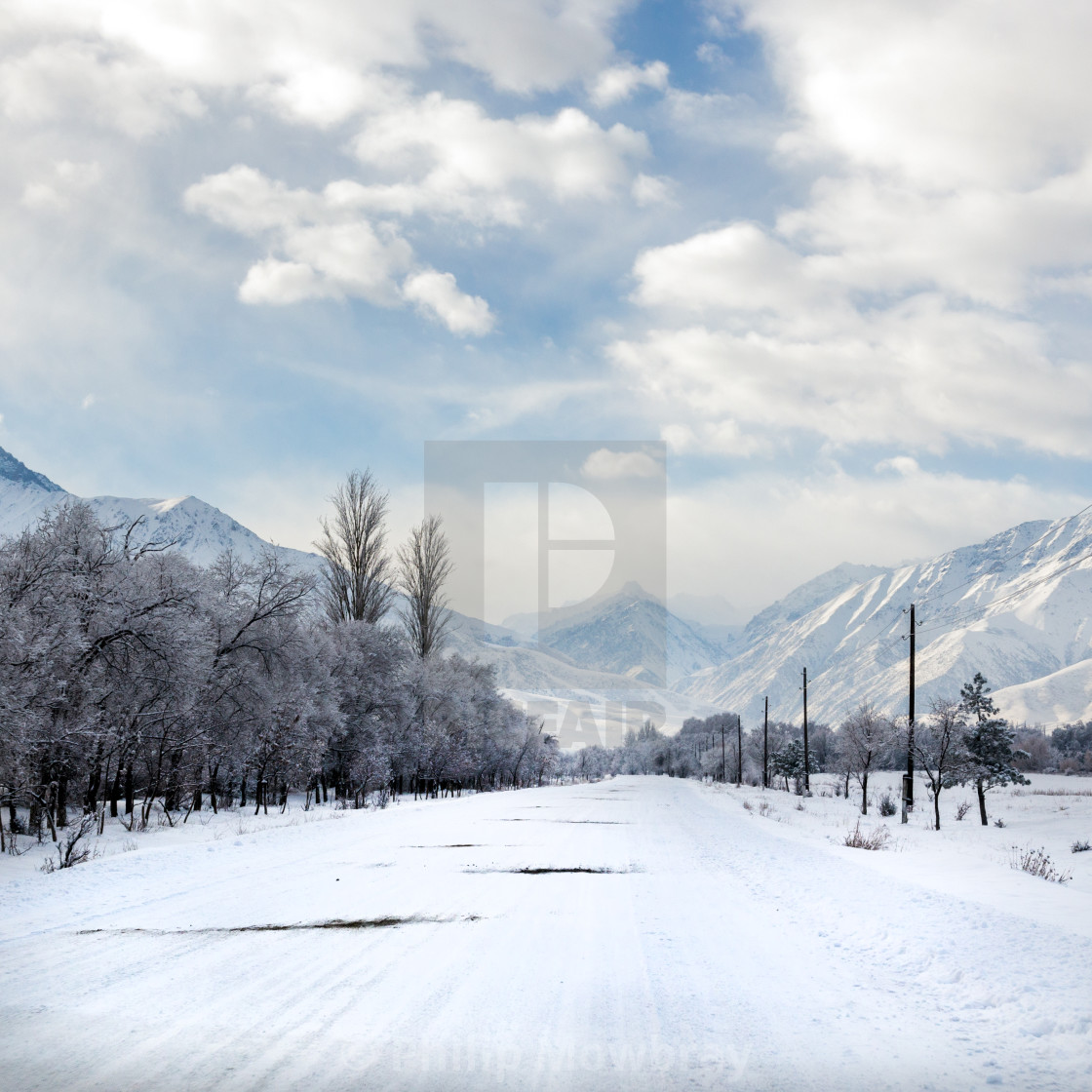"Mountain scene, Kyrgyzstan" by Philip Mowbray - $12.31 "Mountain scene, Kyrgyzstan" stock image