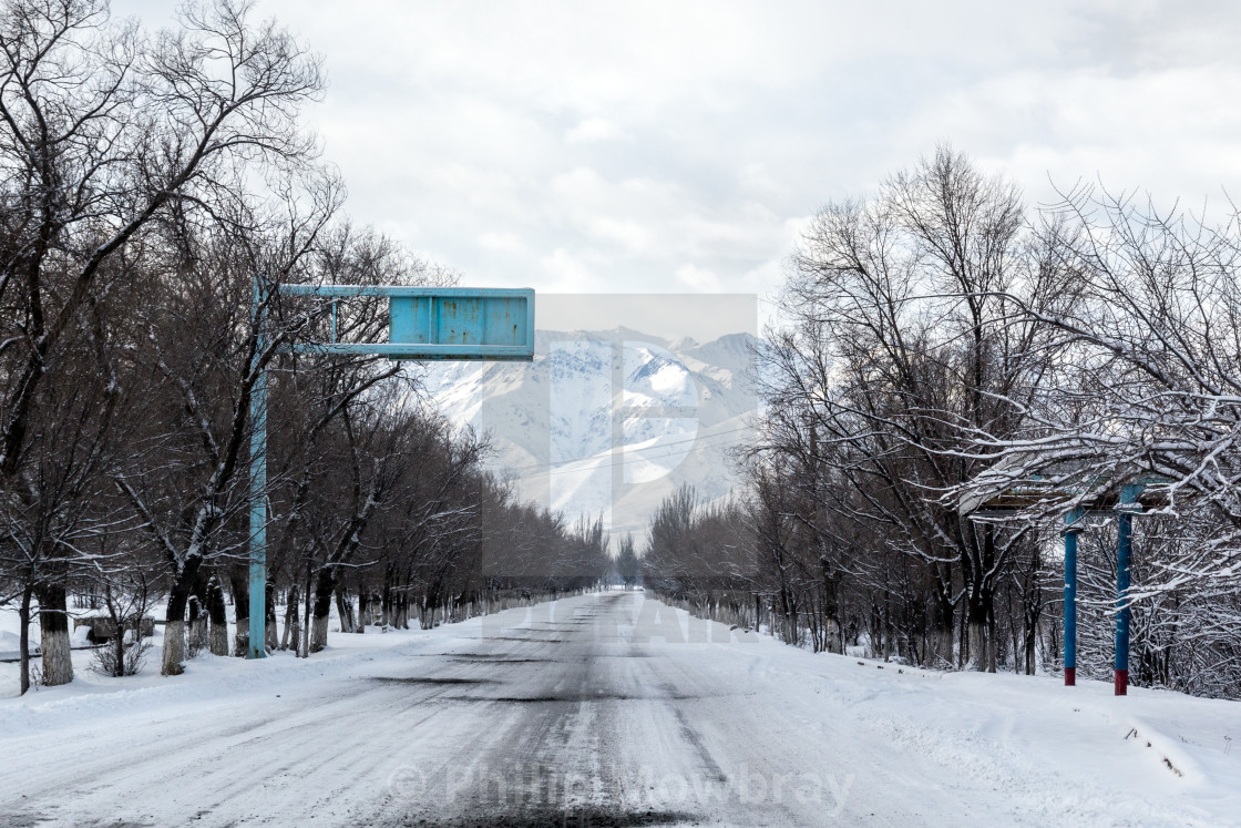 "Mountain winter landscape, Kyrgyzstan" by Philip Mowbray - $12.31 "Mountain winter landscape, Kyrgyzstan" stock image