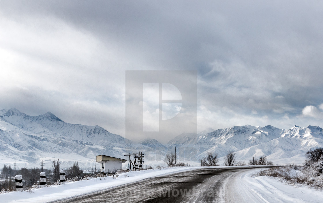 "Mountain winter landscape, Kyrgyzstan" by Philip Mowbray - $12.31 "Mountain winter landscape, Kyrgyzstan" stock image