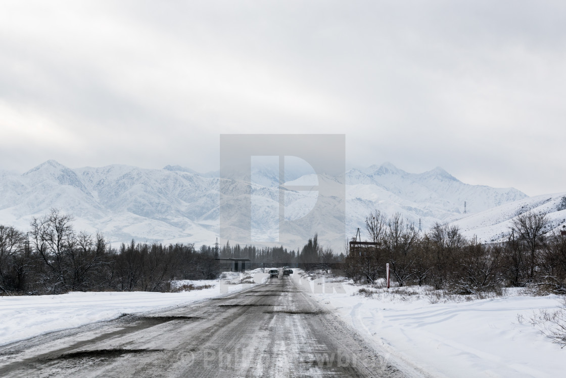 "Mountain winter landscape, Kyrgyzstan" by Philip Mowbray - $12.31 "Mountain winter landscape, Kyrgyzstan" stock image