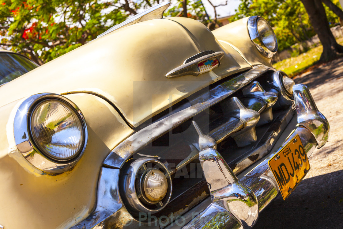 "Close up of a vintage car in Cuba" stock image