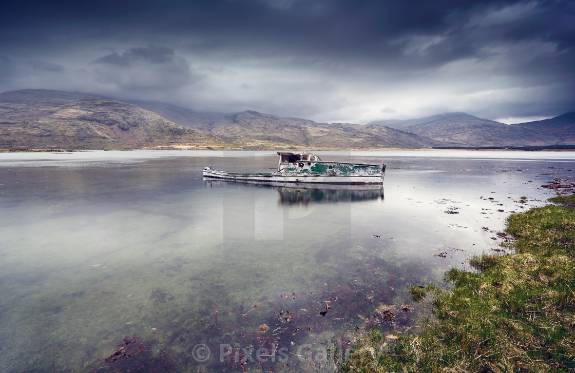 "Pennyghael boat wreck" stock image