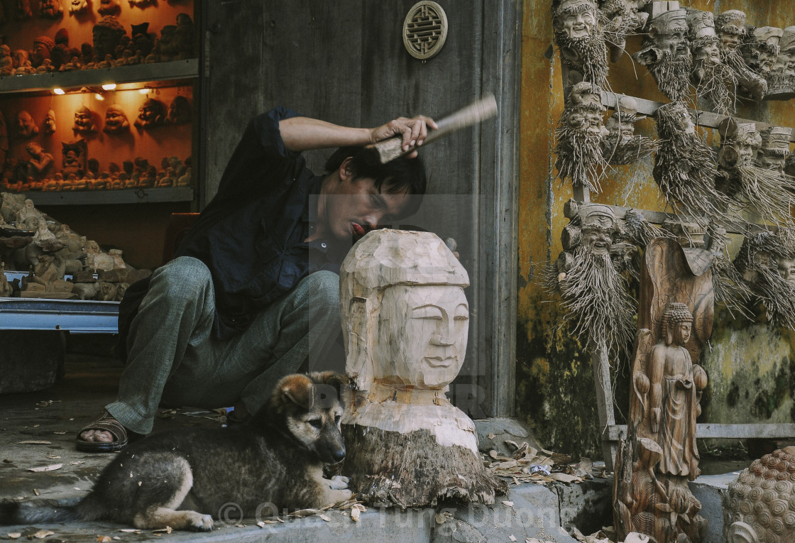 "Wooden head Carving" stock image