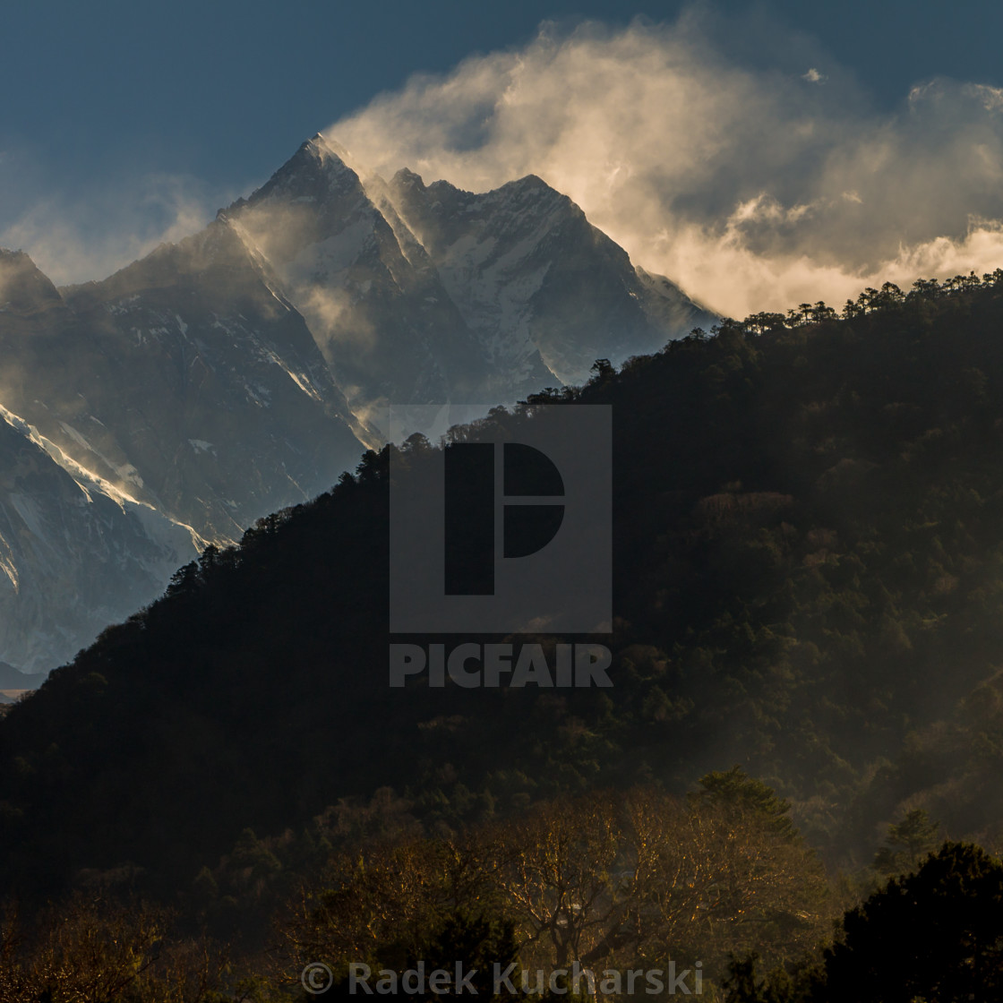 "Lhotse. A morning view from Deboche." stock image