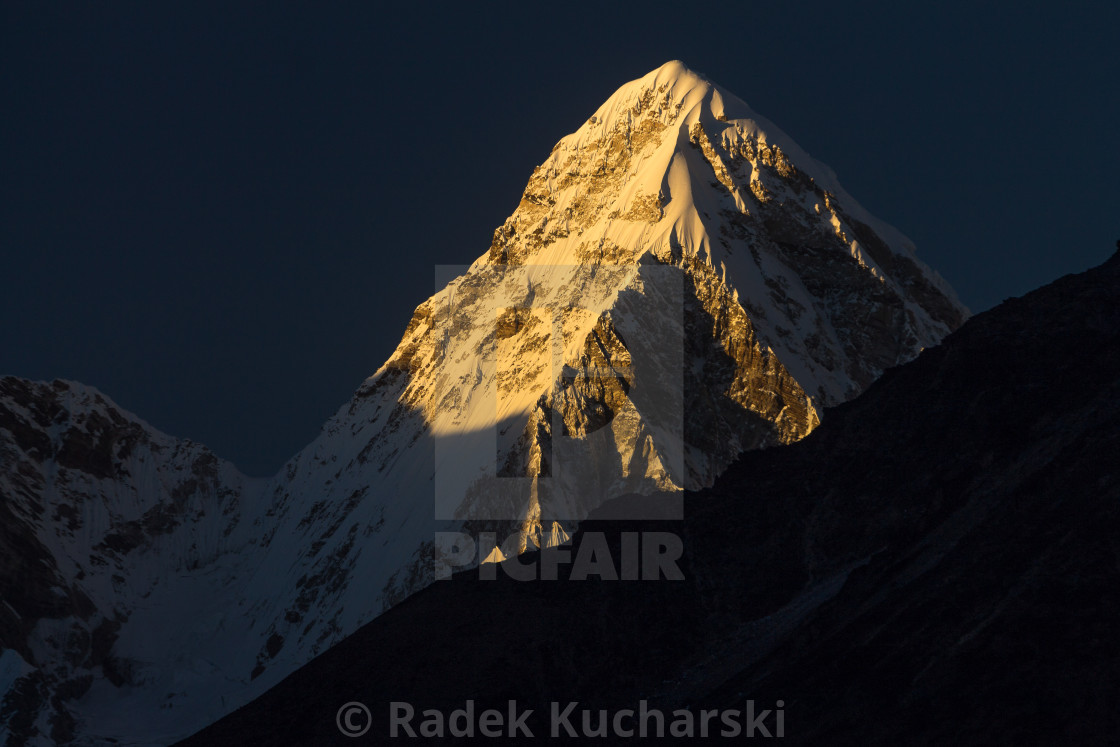 "Pumori (7161m) at sunset" stock image