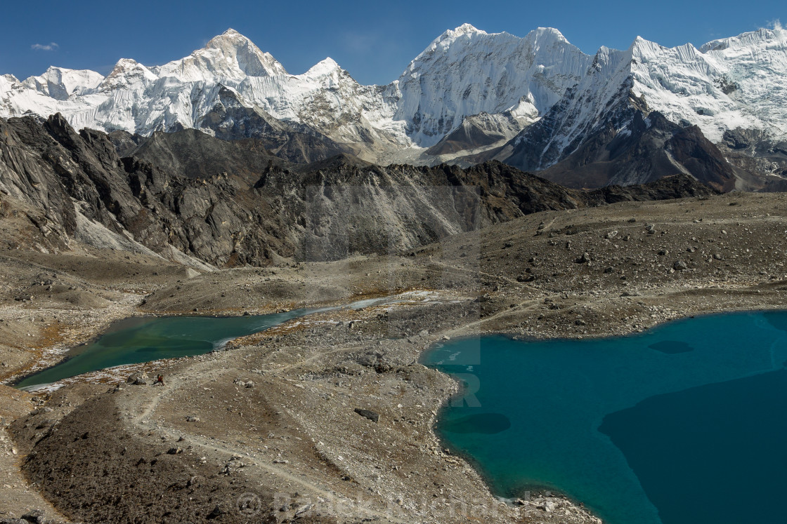 "Upper part of the Imja Khola valley seen from Kongma La" stock image