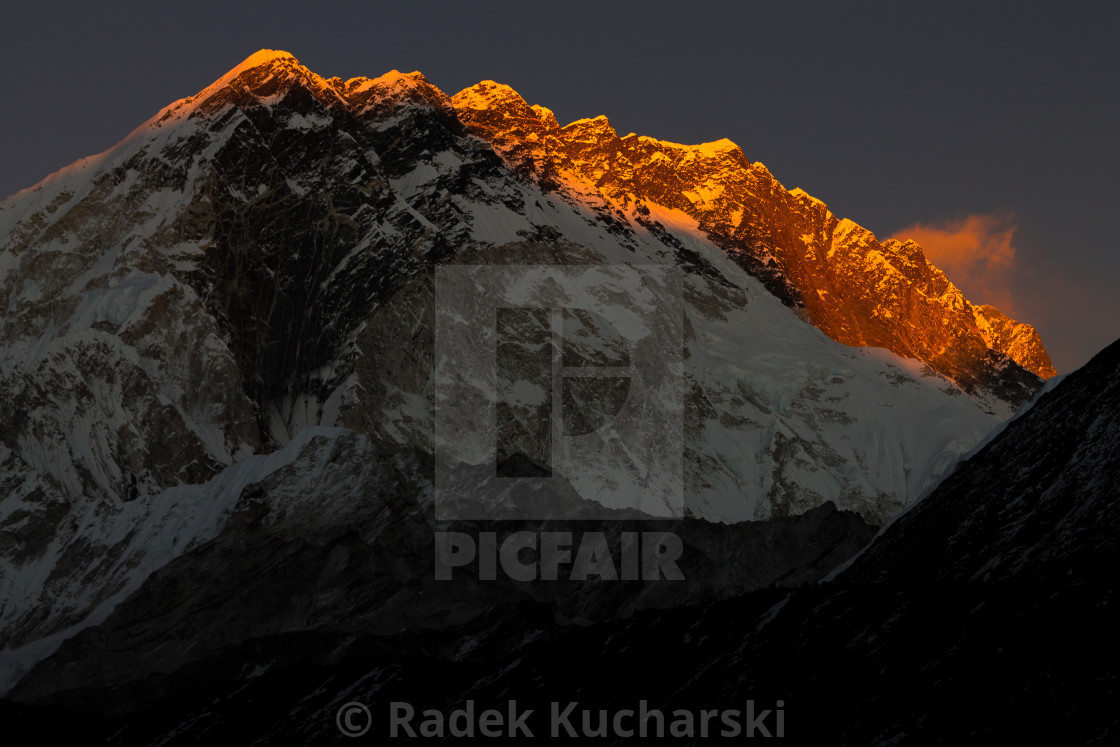 "Nuptse at sunset" stock image