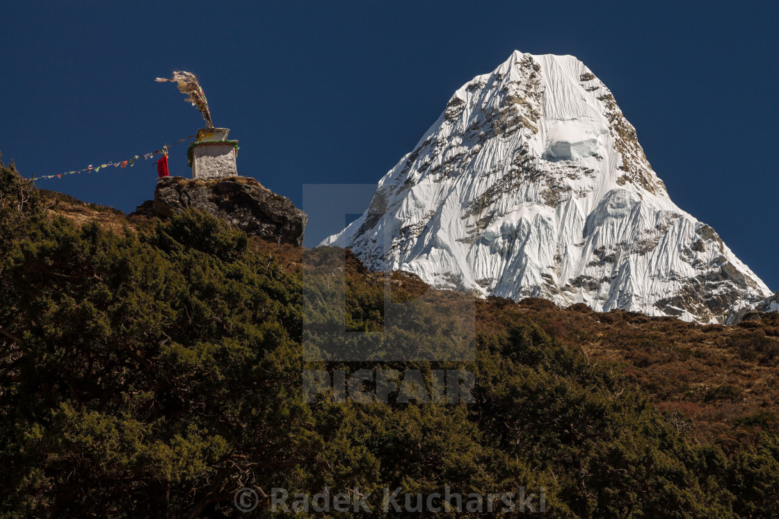 "Ama Dablam seen from Panboche" stock image