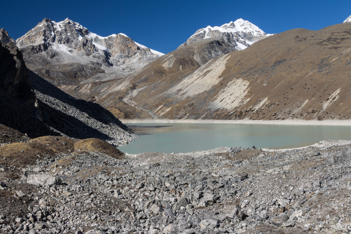 "Thanak Tsho above Gokyo. Everest Region Trek." stock image