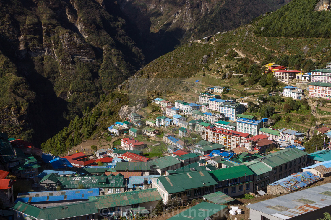 "Namche Bazaar, the famous capital of the Sherpas' land" stock image