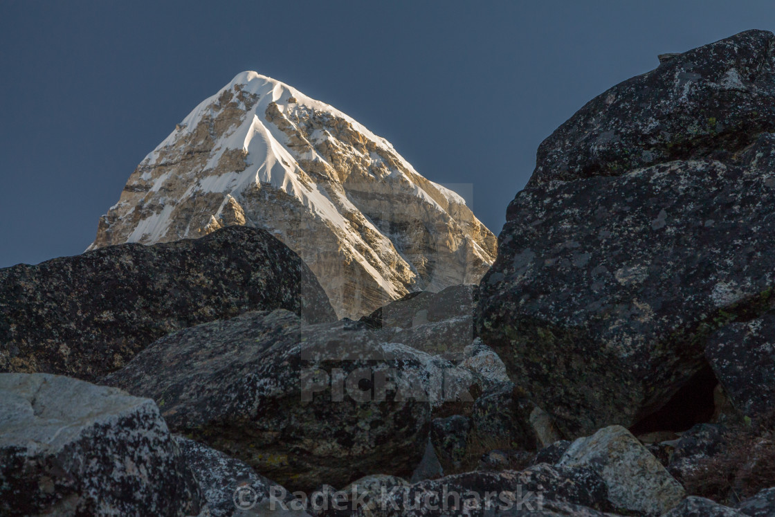 "Pumori at sunrise" stock image