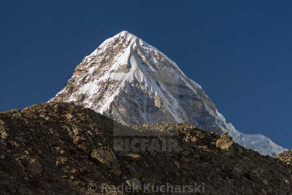 "Pumori - late afternoon view from Lobuche" stock image