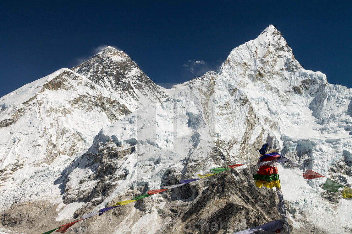 "Mt. Everest seen from the top of Kala Patthar peak" stock image