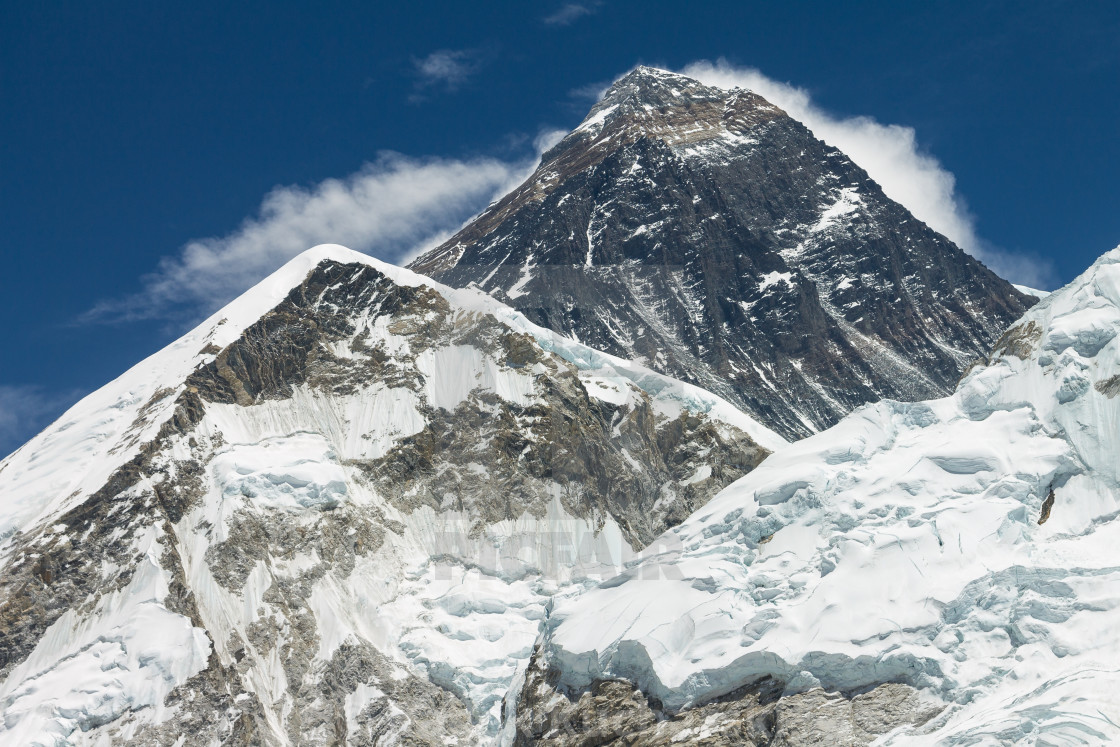 "Mount Everest seen from the way to the Kala Patthar's top" stock image