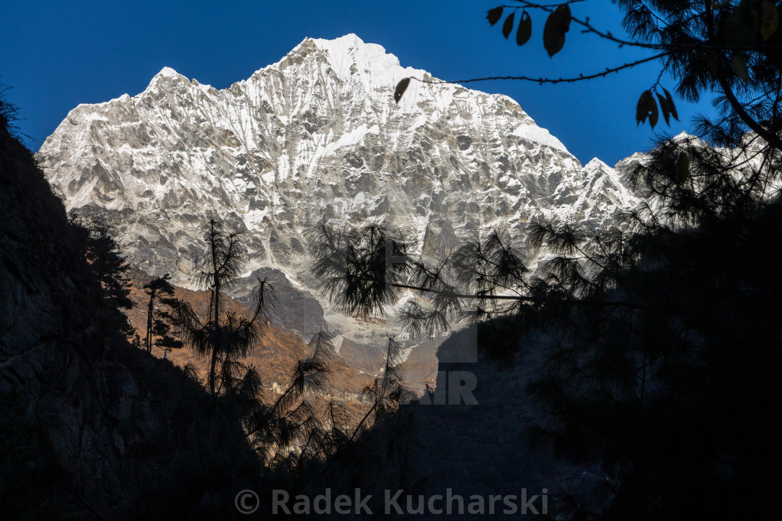 "Thamserku, the South-west face" stock image