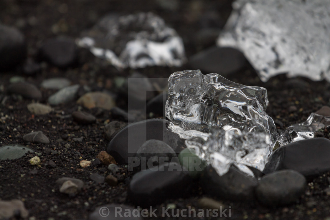 "Ice crystal at Jökulsárlón beach. Iceland." stock image