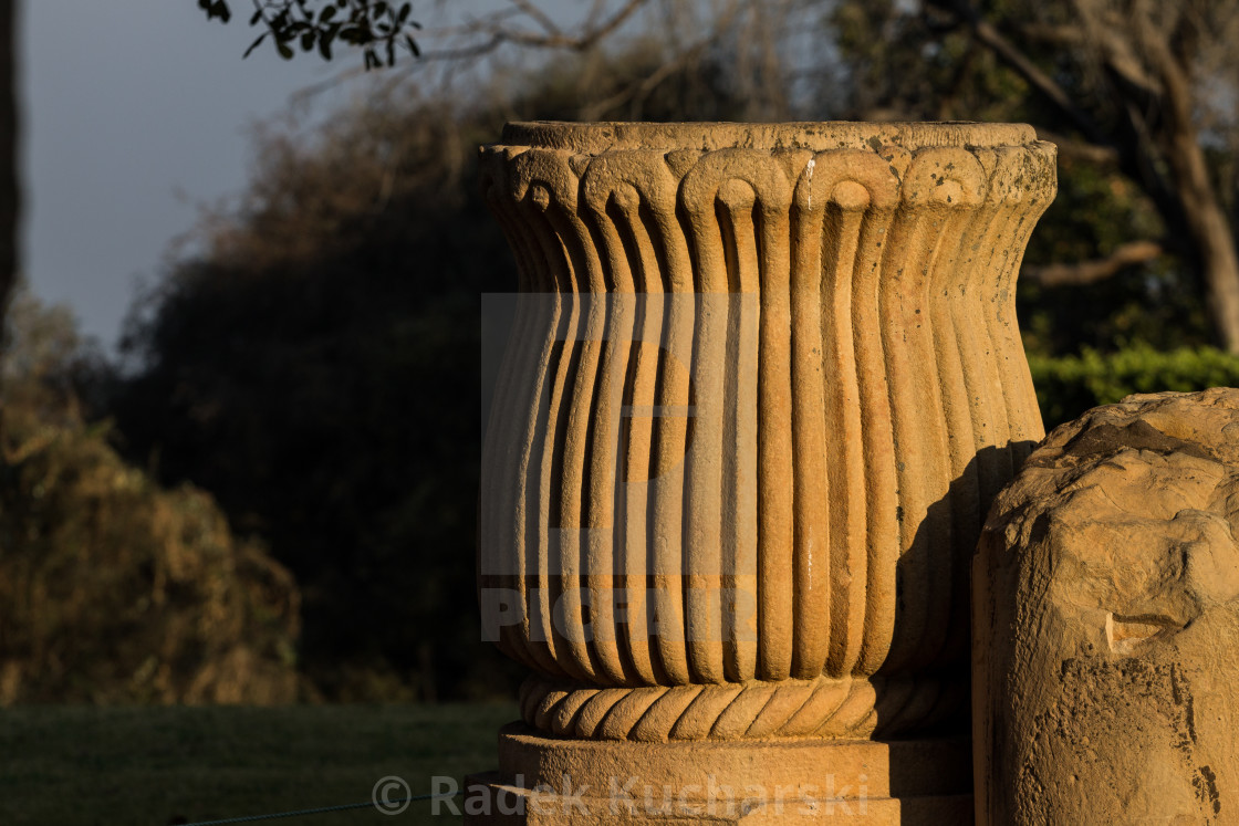 "Vajrapani Pillar. Buddhist Monuments at Sanchi, Madhya Pradesh." stock image