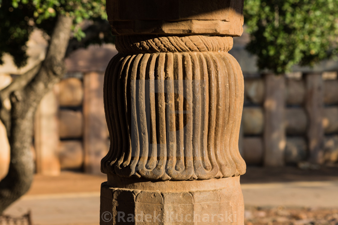 "Pillar of Temple 17. Buddhist Monuments at Sanchi. India" stock image