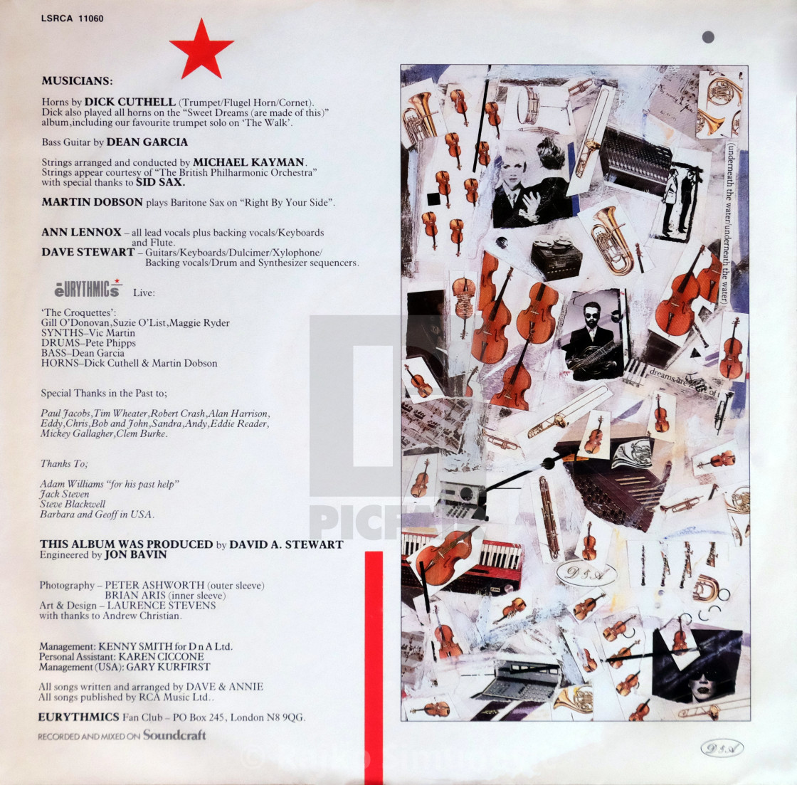 Eurythmics Lp Inner Sleeve 1 Touch License Download Or Print