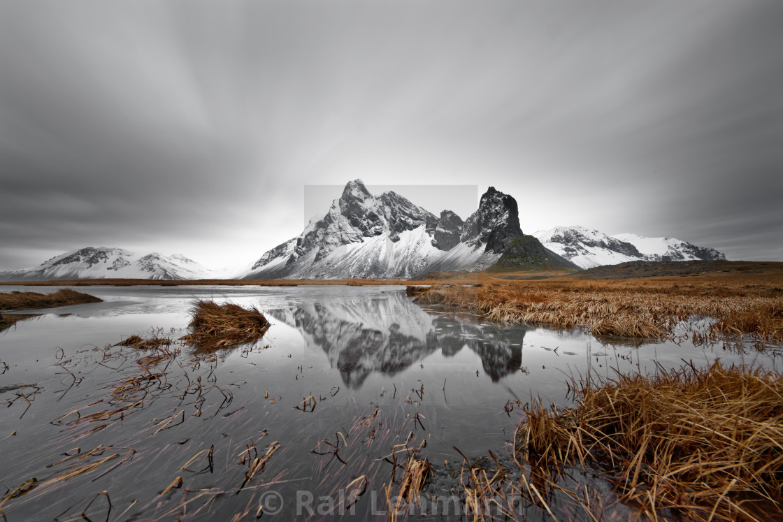 "Mountain range with reflection" stock image