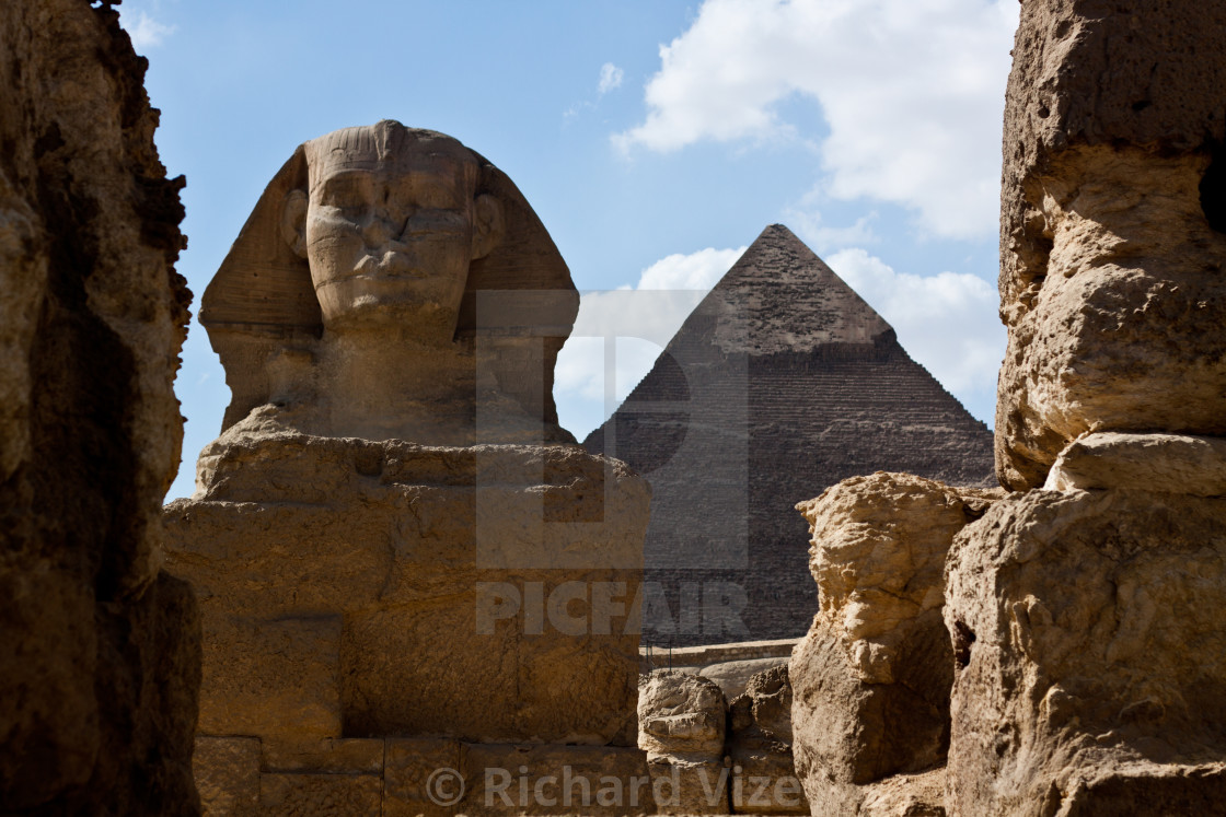 "Sphinx and Pyramid of Khafre, Giza, Egypt" stock image