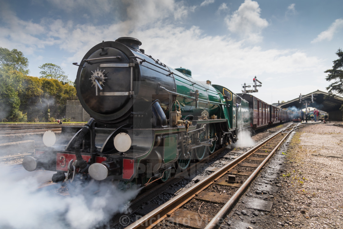 "Steam engine Southern Maid, Romney, Hythe and Dymchurch Railway, Kent, UK" stock image