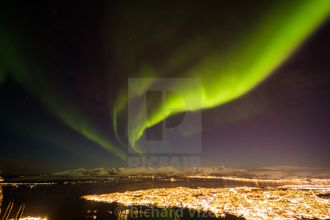 "Northern Lights over Tromso, Norway, inside the Arctic Circle" stock image