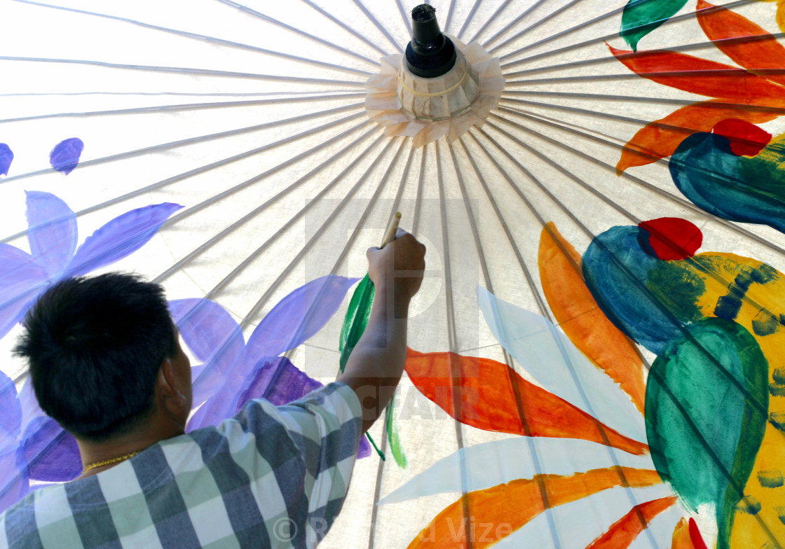 "Umbrella factory, Bo Sang, Thailand" stock image