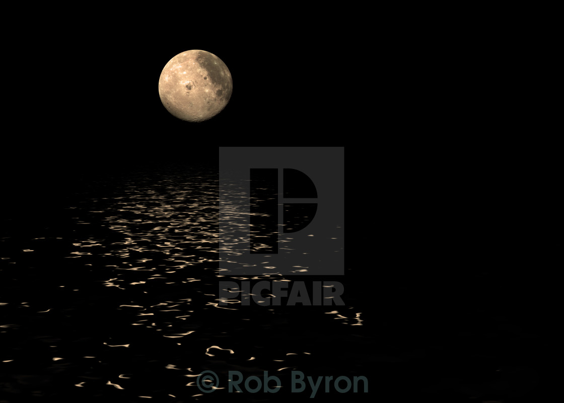 Full Moon Over The Ocean License Download Or Print For
