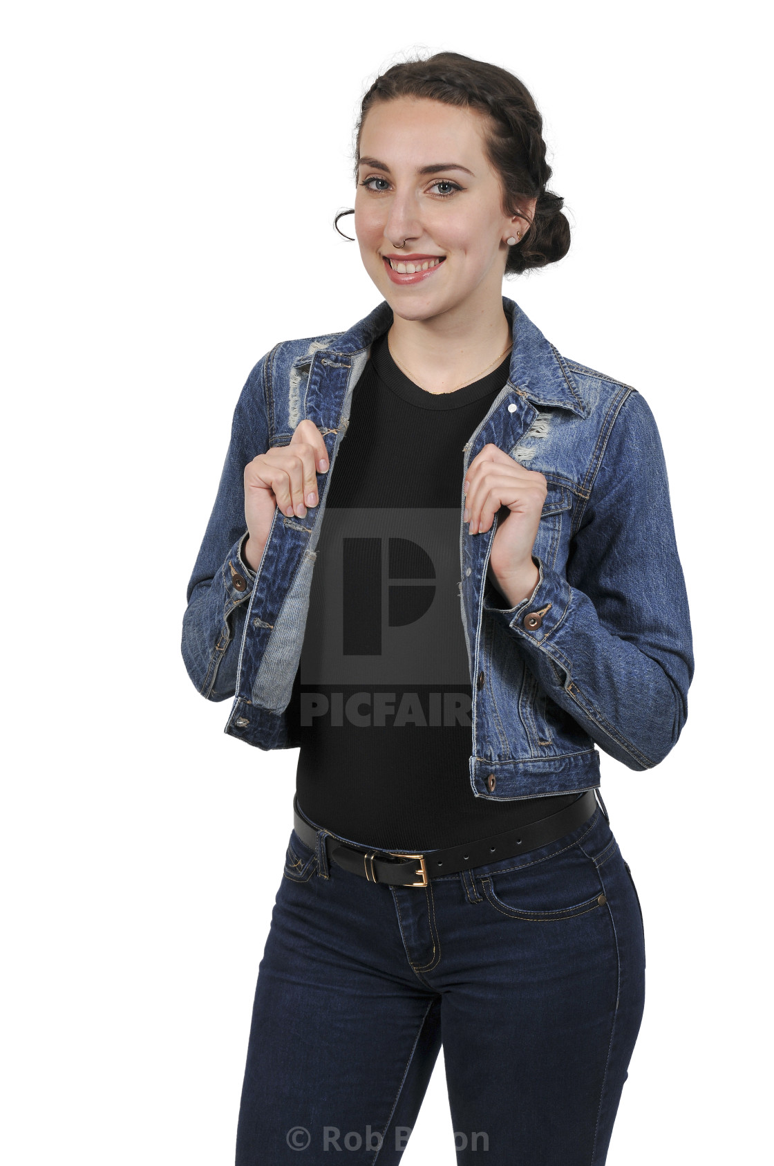 girl wearing jeans jacket