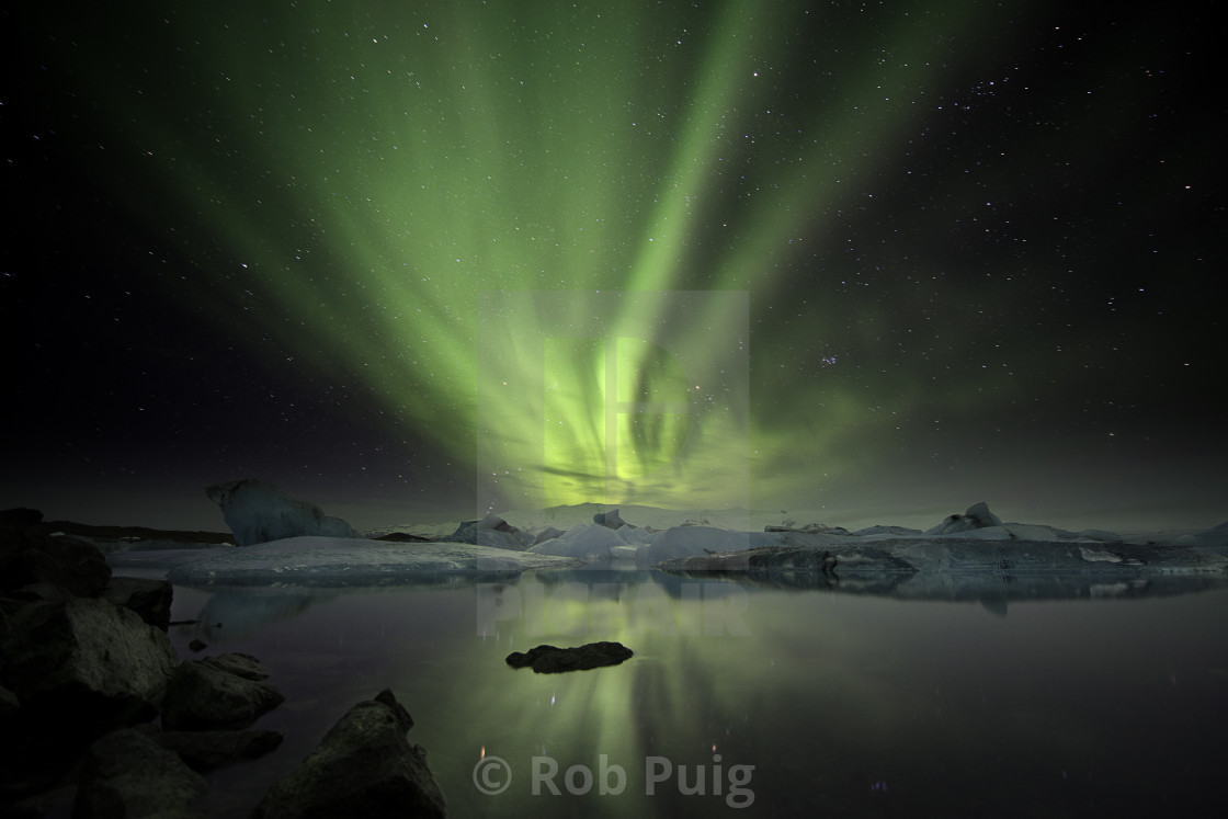 "Jokulsarlon Lagoon Aurora over Iceland" stock image