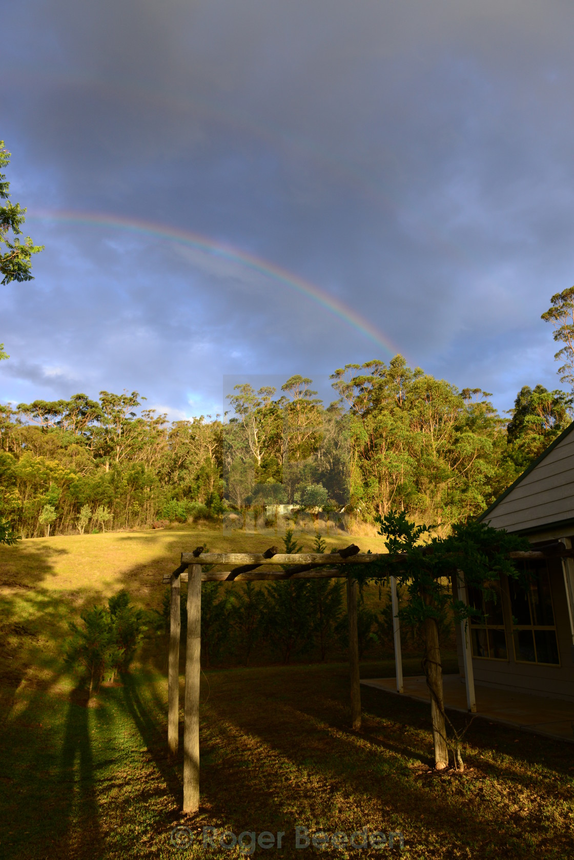 "Rainbow over Kangaroo valley house" by Roger Beeden - $8.65 "Rainbow over Kangaroo valley house" stock image