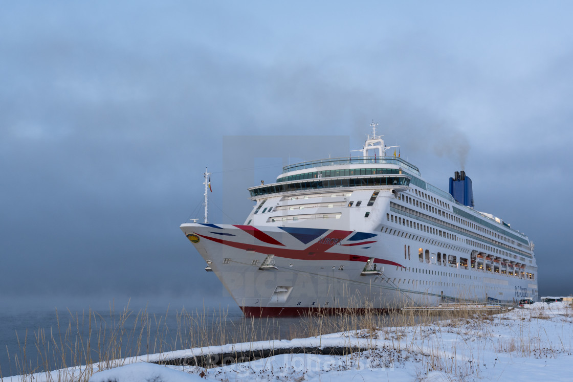 "Oriana cruiseship in Alta harbor" stock image