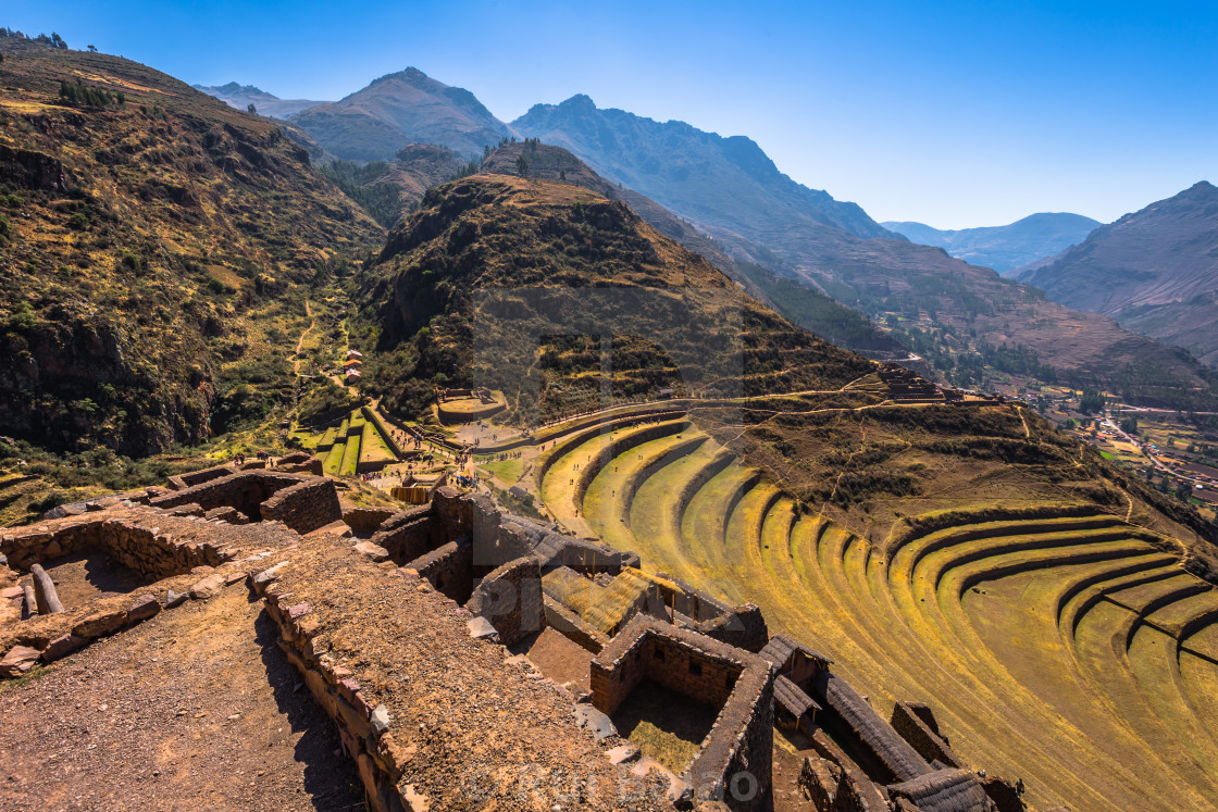 Sacred Valley Peru August 02 2017 Ancient Ruins Of Pisac In The Sacred License Download Or Print For 1 24 Photos Picfair