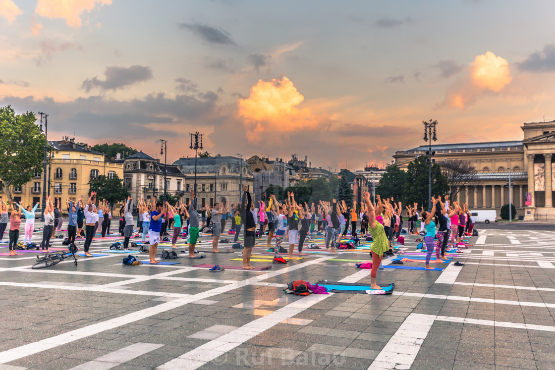 "Budapest - June 21, 2019: Yoga event at dawn in Heroes Square in Budapest,..." by Rui Baiao - $1.52 "Budapest - June 21, 2019: Yoga event at dawn in Heroes Square in Budapest,..." stock image