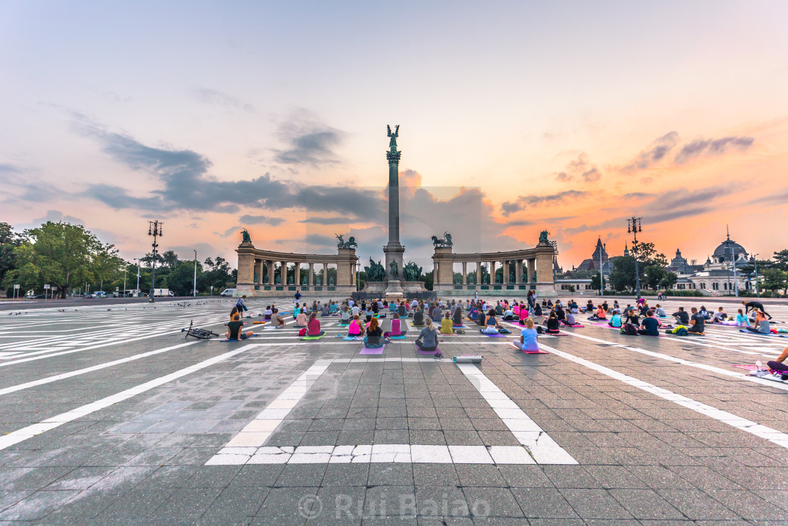 "Budapest - June 21, 2019: Yoga event at dawn in Heroes Square in Budapest,..." by Rui Baiao - $1.52 "Budapest - June 21, 2019: Yoga event at dawn in Heroes Square in Budapest,..." stock image