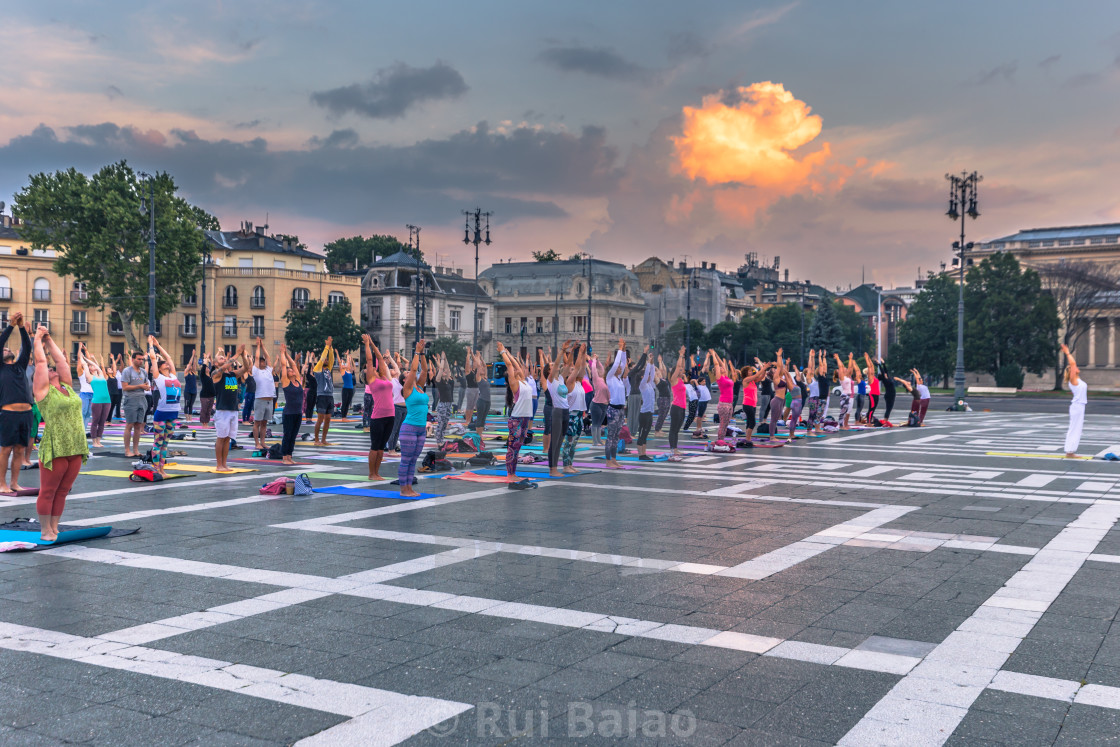 "Budapest - June 21, 2019: Yoga event at dawn in Heroes Square in Budapest,..." by Rui Baiao - $1.52 "Budapest - June 21, 2019: Yoga event at dawn in Heroes Square in Budapest,..." stock image