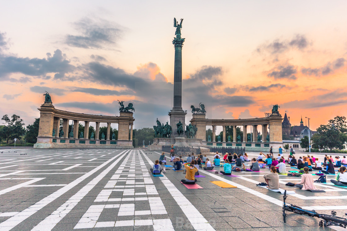 "Budapest - June 21, 2019: Yoga event at dawn in Heroes Square in Budapest,..." by Rui Baiao - $1.52 "Budapest - June 21, 2019: Yoga event at dawn in Heroes Square in Budapest,..." stock image