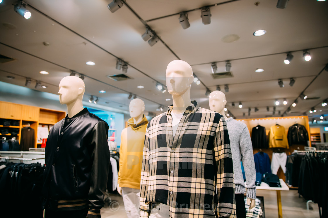 Mannequins Dressed In Male Man Casual Clothes In Store Of Shopping