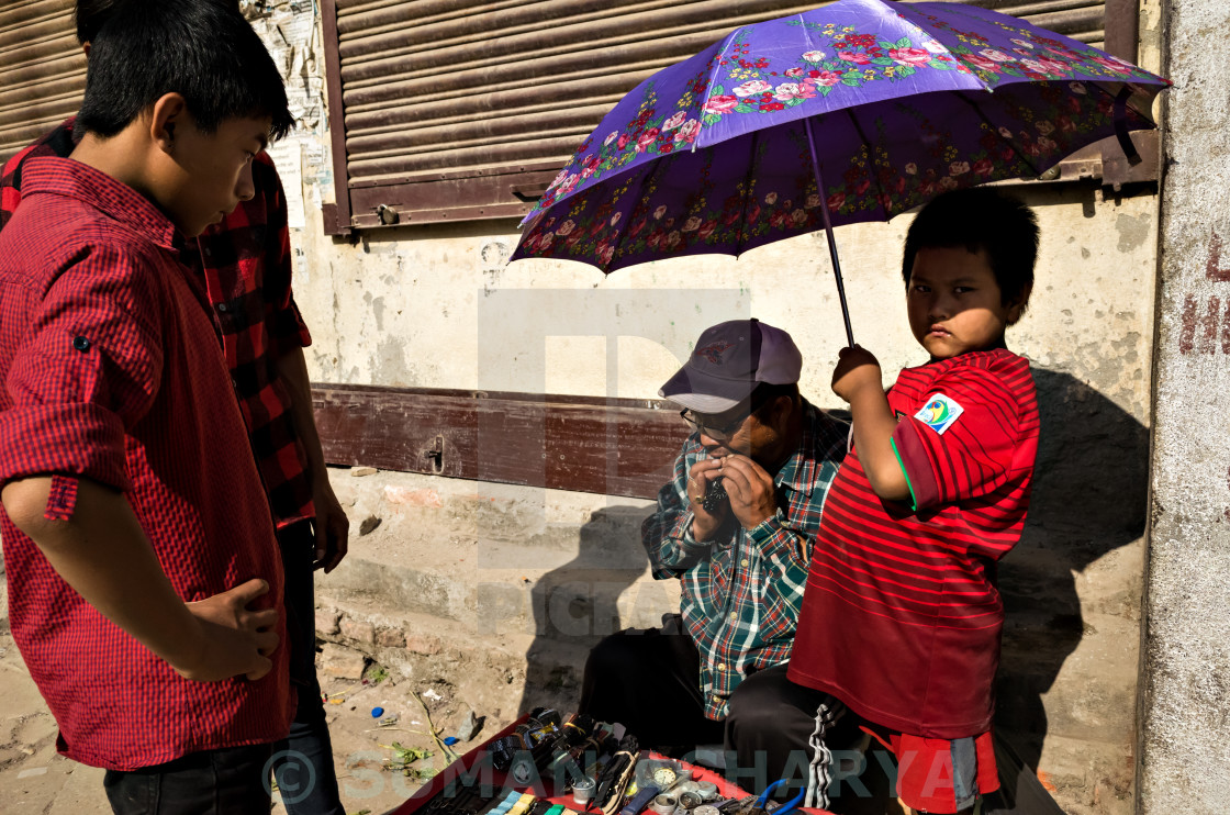 "Child with umbrella" stock image