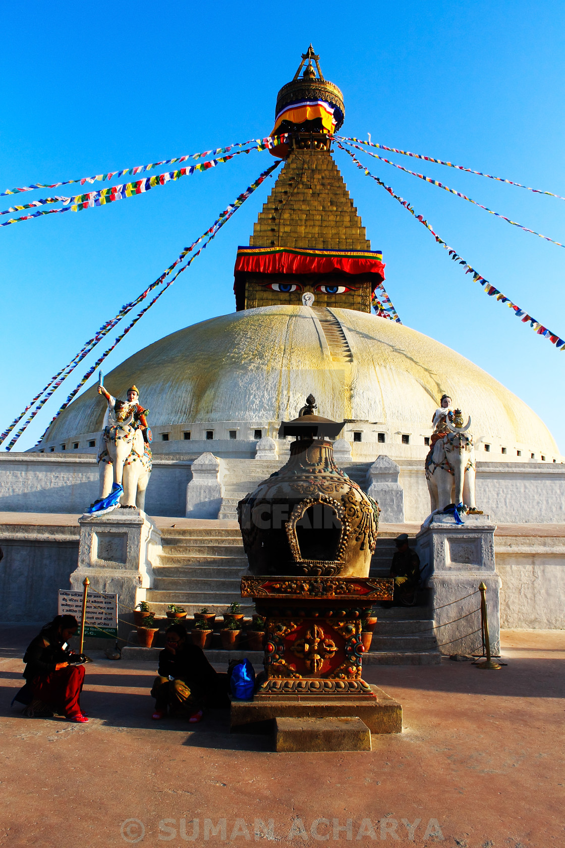 "Sculpture at the gate of Bouddha, Kathmandu" stock image