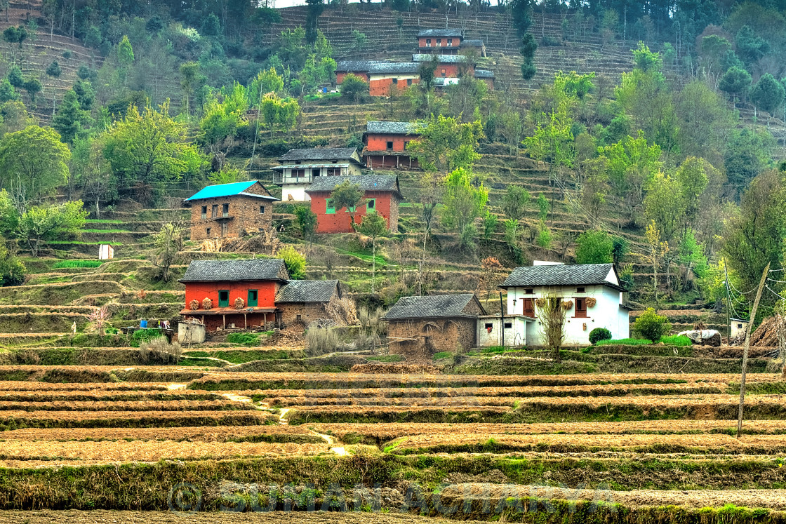 "Nepalese hill village" stock image