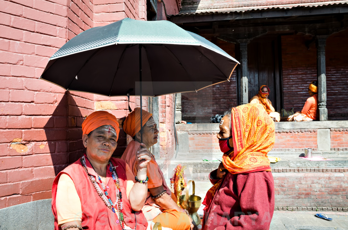 "Holy Women of Pashupatinath" stock image