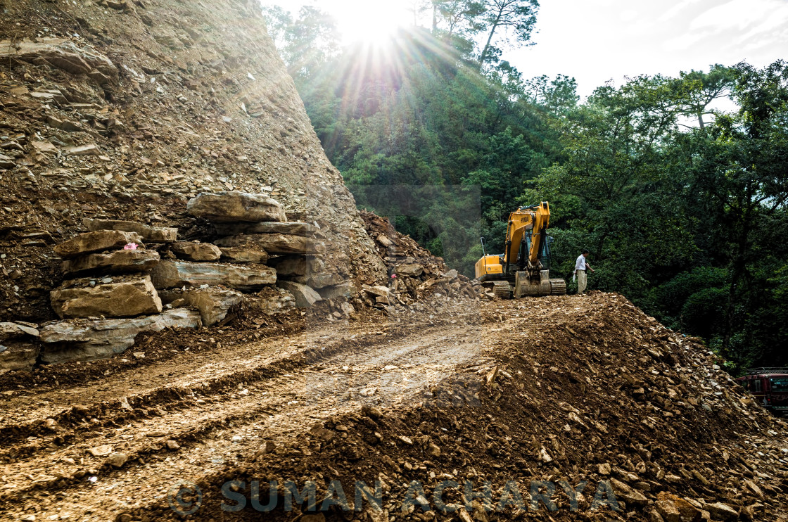 "Hill Road Construction" stock image